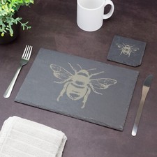 Slate placemat bee - slate, set