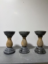 Set Of 3 Marble And Wood PTMD