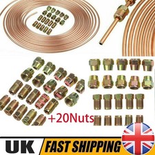 25ft Copper Brake Pipe Hose Line Tube Roll 3/16'' Fittings Tubing Kit New
