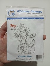 Absolutely Adorable Cuddly Ride Whimsy Snail & Little Girl Red Rubber Stamp