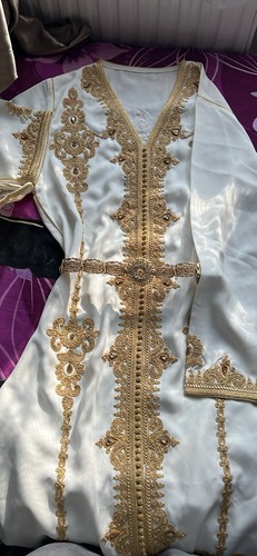 White moroccan kaftan with - white,