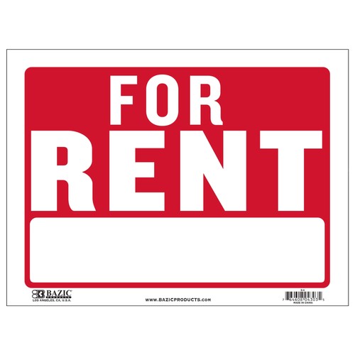 Bazic for rent sign - sign, 9x12in