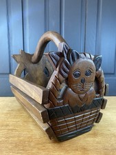 solid Oak Cat magazine holder