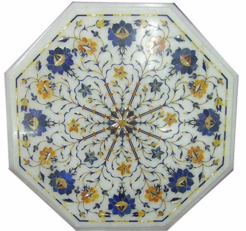 White marble lapis - 18", inlay