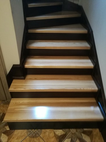 Solid wood oak timber stair - wood,