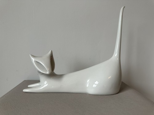 Royal dux white cat figurine - white,