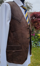 RST Genuine Leather Gilet Vest Waistcoat  Brown TOP GRADE HIDE  Small