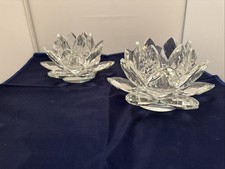 A Pair of Julien MacDonald Crystal Glass Lotus Candle Holders