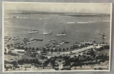 Antique Postcard RPPC REAL PHOTO Birds Eye View Yacht Basin Miami Florida PC