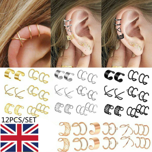 12pcs ear clip cuff wrap - ear, fake