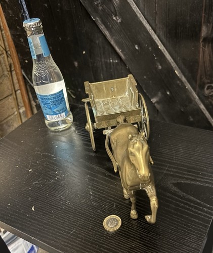 Brass horse and cart - brass,