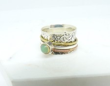 Sterling Silver Spinner Ring Floral Engraving - Ring Size: P½