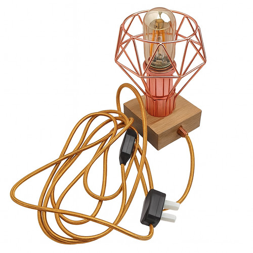 Wooden table lamp with - wooden,