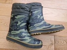 NEXT Boy Camo Thinsulate Toggle Green Wellies Size 3 (35.5)
