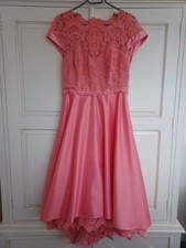 Chi Chi coral wedding bridesmaid lace dress - alterations by dressmaker, aprx 14