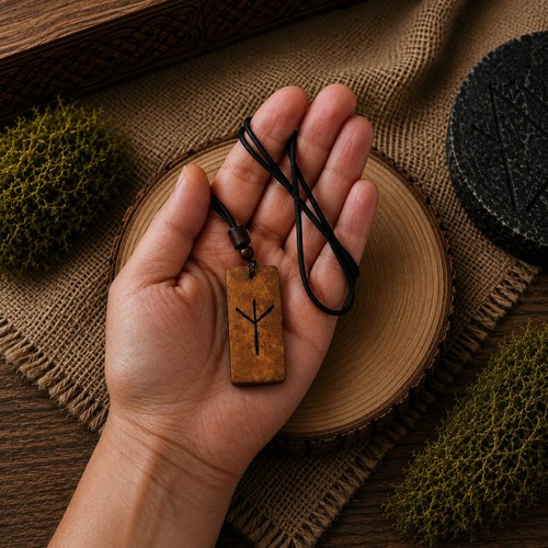 Handmade algiz rune wooden - algiz,