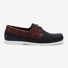 Jack Wills Bodle Leather Boat Shoes Men's Navy/Brown - All sizes