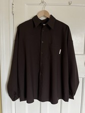 Marni Tropical Wool Boxy Shirt Metal Brown 46