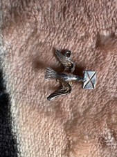 1960s Solid Silver Charm of a Bird travelling Fast as its a Pigeon with a Letter