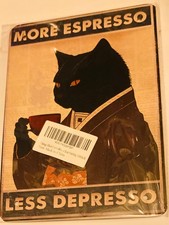 Cat drinking coffee-black