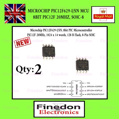 Qty microchip pic12f629 sn - 2, pic12f629-i/sn