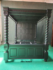 UK King  MATT BLACK Gothic  Mahogany  Four poster Tudor Bed
