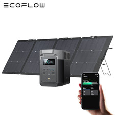 ECOFLOW DELTA 2 LiFePO4 Power Station 2400W Max with 220W Portable Solar Panel