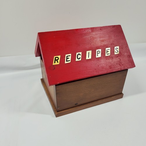 Vtg handmade wooden recipe - vtg,