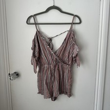 Pink and white striped romper with tie back detail Topshop Size S