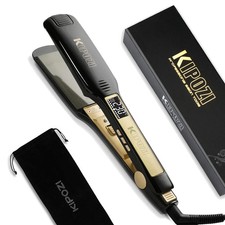 KIPOZI 1.75" Flat Iron Hair Straightener Floating Wide Plate Temperature Display