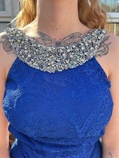 Royal Blue Prom Dress (Lace & Gem) Size 8 & Shoes Size 7 - Red Carpet Ready