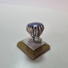 Blue Ruby Ring Mens Ring Silver Yaqoot Ring Ruby  - 20mm + FREE POST