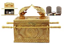 Ebros Matte Gold Holy Ark Of The Covenant With Ten Commandments Rod of Aaron and