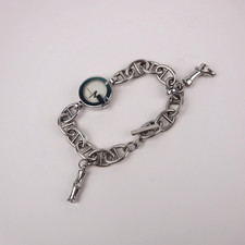 Gucci 107 Diamond Charm Bracelet Watch MOP Dial Stainless Steel Ladies