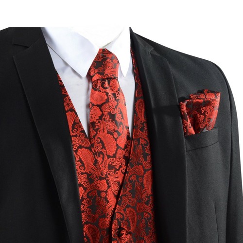 Men paisley waistcoat - men's, tie
