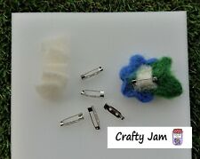 5 X Needle/Wet Felting Brooch Pins With Felt Attaching Backs