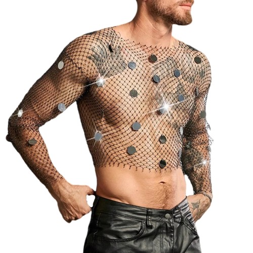 Mens mesh party shirt - party,