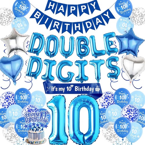 Blue 10th birthday decorations - 10th,