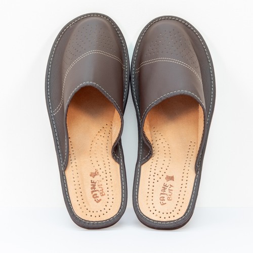 Mens genuine leather slippers - leather,
