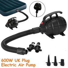 600W Portable Electric Inflatable Air Pump with 5X Nozzles for Air Bed Pool Toy