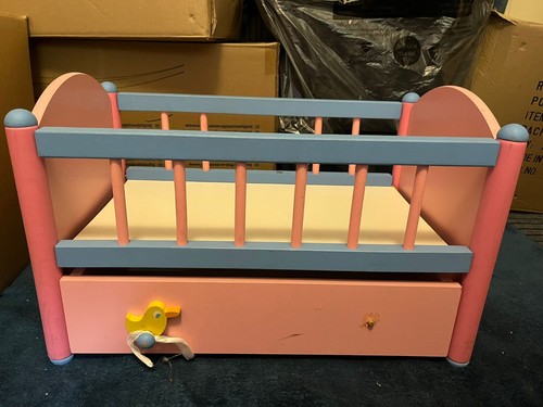 Baby born wooden doll - born, crib