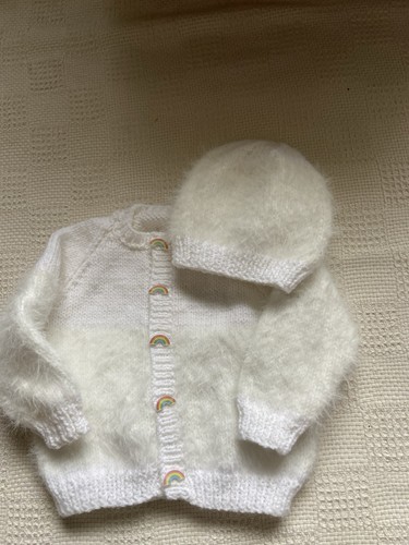 Handknitted white mix - white, fabric