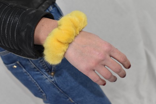 Hair scrunchies yellow fur - hair, |