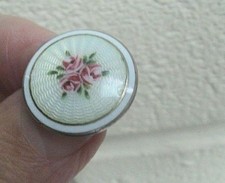 Norwegian Sterling Silver & Enamel Roses Brooch 1910/20s - Marius Hammer Norway