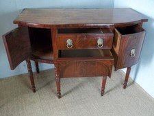 Antique Regency Georgian bow front mahogany oak lined sideboard serving table