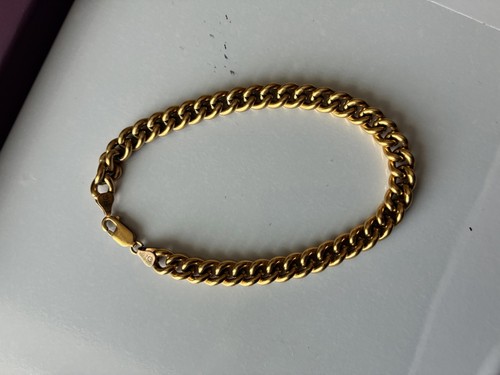 Rolled gold curb bracelet - gold,
