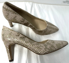 Peter Kaiser UK6.5 cream/gold all leather snake print Elfi court  shoes - unworn
