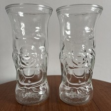 Lucky Buddha Genuine Drinking Glasses Pair (2) Excellent 3D Moulded Glass