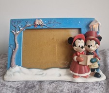 Disney Christmas Carol Mickey & Minnie Mouse Picture Frame Light Up RARE