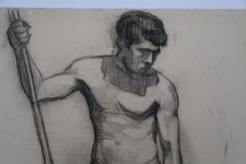 French Male Nude Drawing Study.